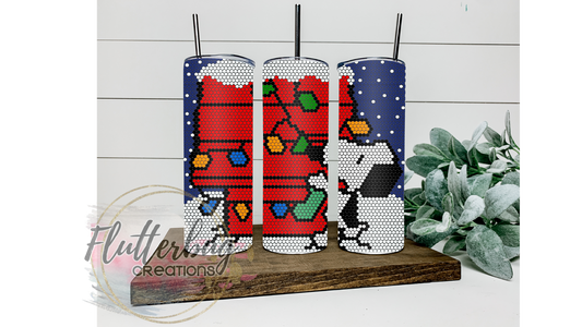 Christmas dog and doghouse SS16 stones Rhinestone Template Tumbler